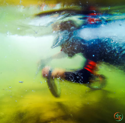 A person swimming underwater