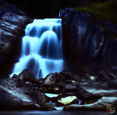 A waterfall in a cave