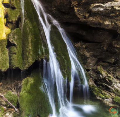 A waterfall in a rocky place