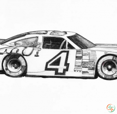 A black and white drawing of a car