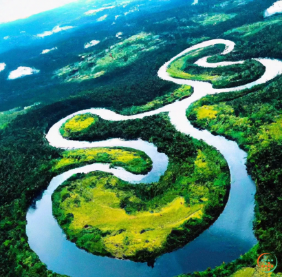 An aerial view of a river