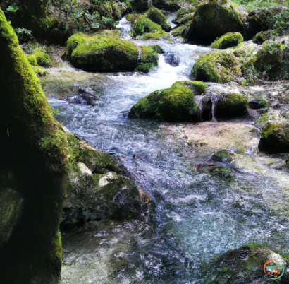 A river with rocks and moss