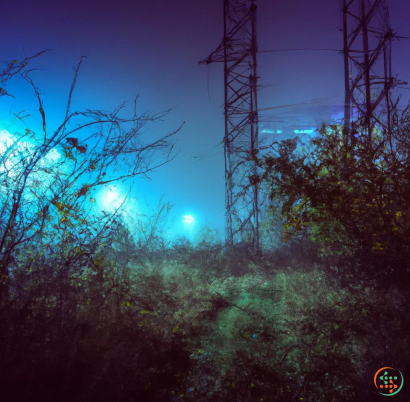 A power line at night