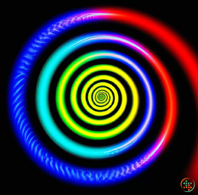 A close-up of a colorful circle