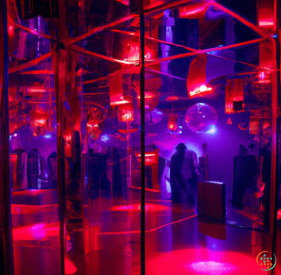 A room with red lights