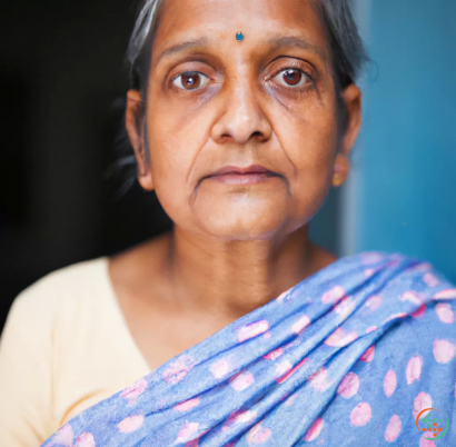 A person with a blue shirt