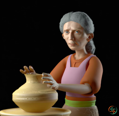 A woman holding a pot