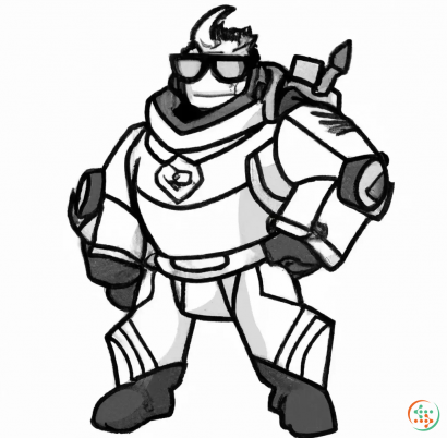 A black and white cartoon character