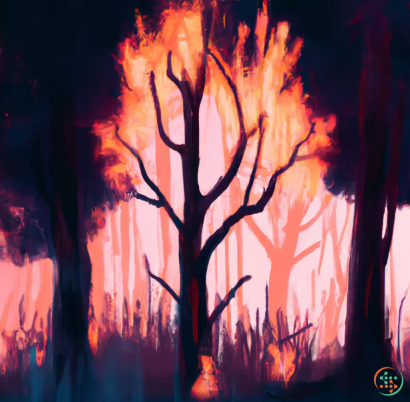 A fire burning in a forest