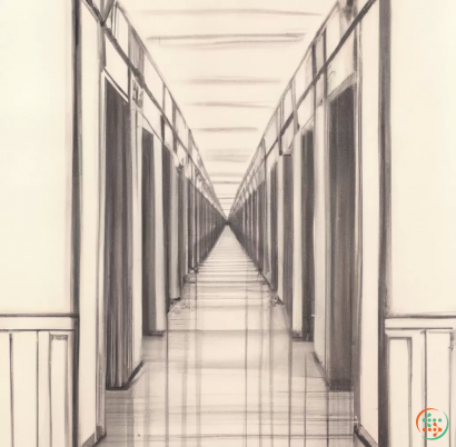 A long hallway with black railings