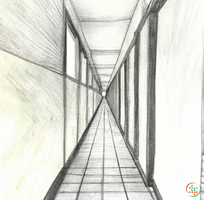 A long hallway with white walls