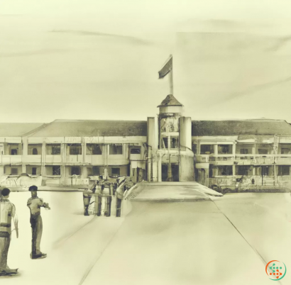 A group of people standing outside a building