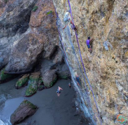 People climbing a rock wall