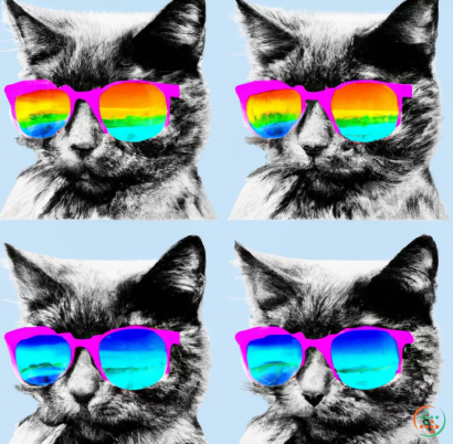 A collage of a cat wearing sunglasses