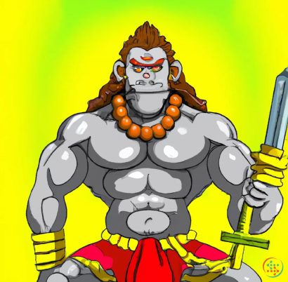 Icon - Photo realistic hanuman with modern weapons