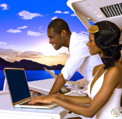 A man and woman looking at a laptop