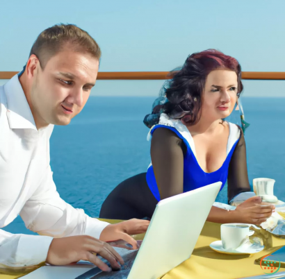 A man and a woman looking at a laptop