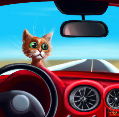 A cat sitting in a car