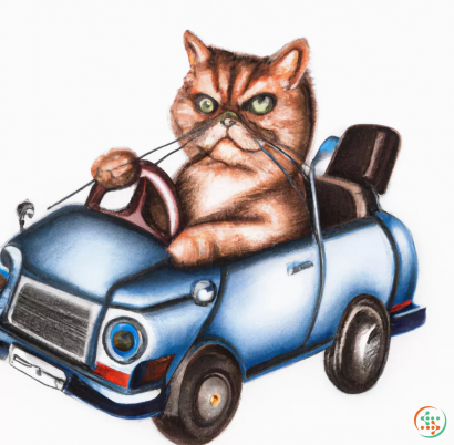 A cat in a toy car