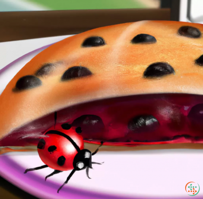 A ladybug on a red and white watermelon