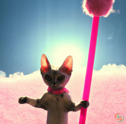 A cat holding a pink umbrella