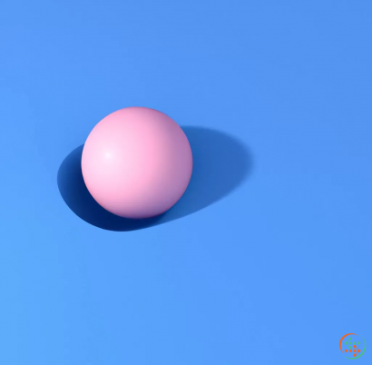 A pink egg on a blue background