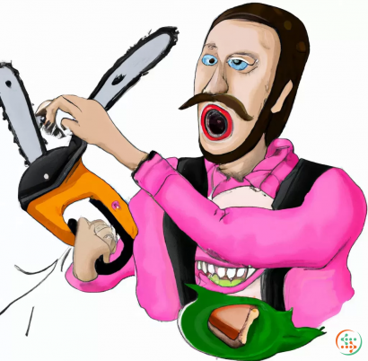 A cartoon of a person holding a knife and a pair of scissors