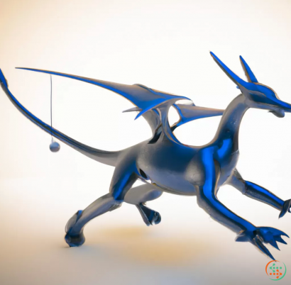 A blue plastic model of a dragon