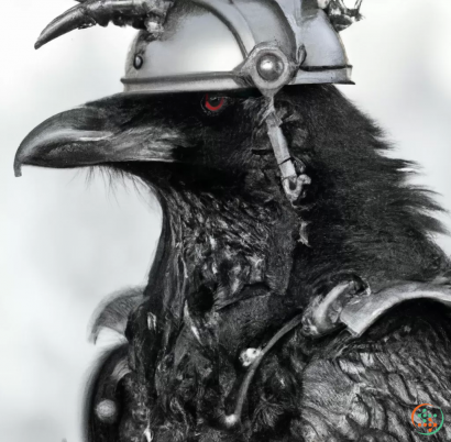 A bird wearing a helmet