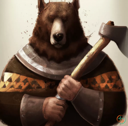 A bear holding a sword