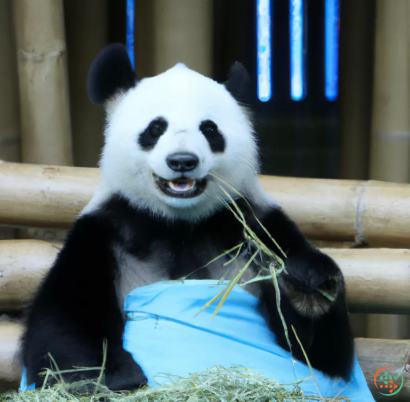 A panda eating grass