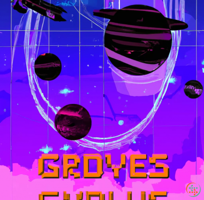 Shape - poster of futuristic colonization spaceship leaving planets and asteroids with caption "Gravity wells are for suckers", Cyberpunk