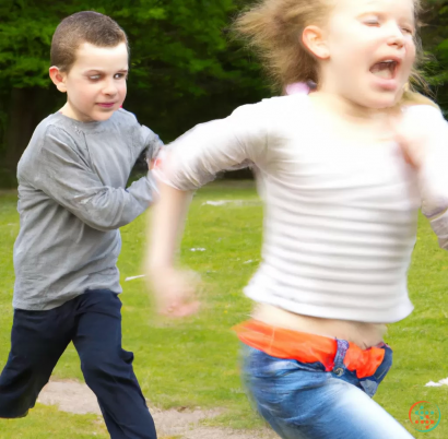 A boy and girl running