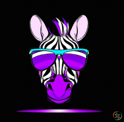 Logo - Digital Art of purple and dark blue zebra with glasses logo