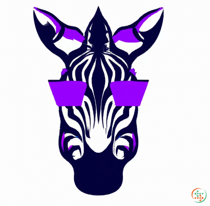 Logo - Digital Art of purple and dark blue zebra with glasses simple logo