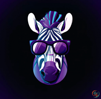 Logo - Digital Art of purple and dark blue zebra with glasses simple logo