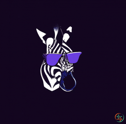 Logo - Digital Art of purple and dark blue zebra with glasses simple logo