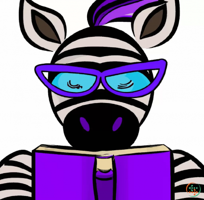 Shape - Purple and dark blue zebra with glasses studying