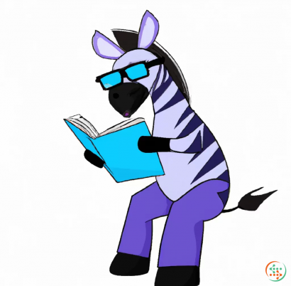 Logo - Purple and dark blue zebra with glasses studying