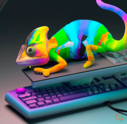 A toy dinosaur on a keyboard