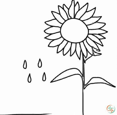 Diagram - One Line Drawing of raindrop sunflower