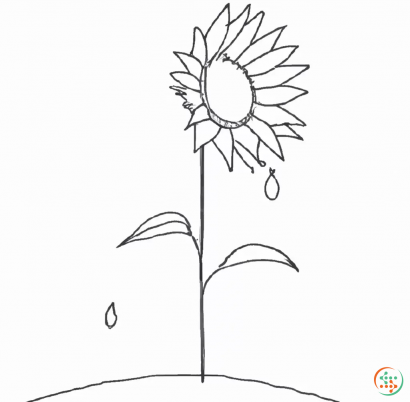 Diagram - One Line Drawing of raindrop sunflower