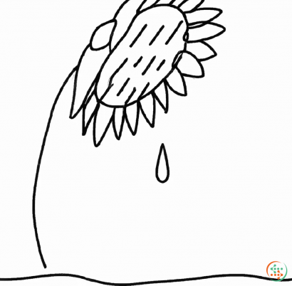 Diagram - One Line Drawing of raindrop sunflower