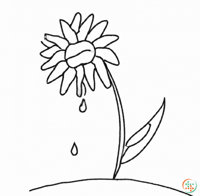 Diagram - One Line Drawing of raindrop sunflower