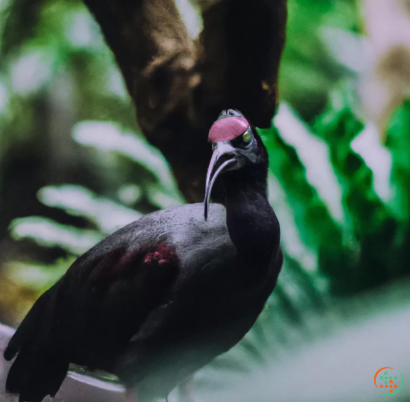 A black bird with a pink beak