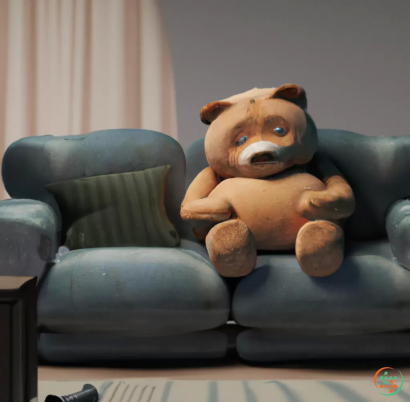 A stuffed bear on a chair