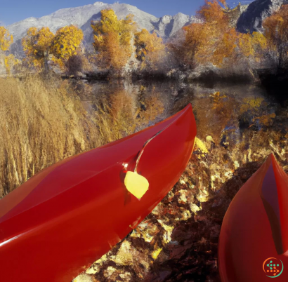 A red canoe on a river