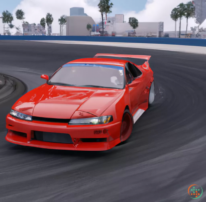 A red sports car on a race track