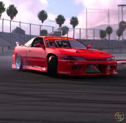 A red sports car on a race track