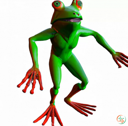 A green frog with red legs